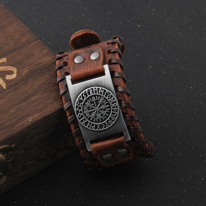 Pirate Vintage Bracelet Compass Men's Wide Bracelet Leather Bracelet