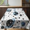 Modern Space Pattern Dining Tablecloth Blue Black Colorful Design for Home Decoration