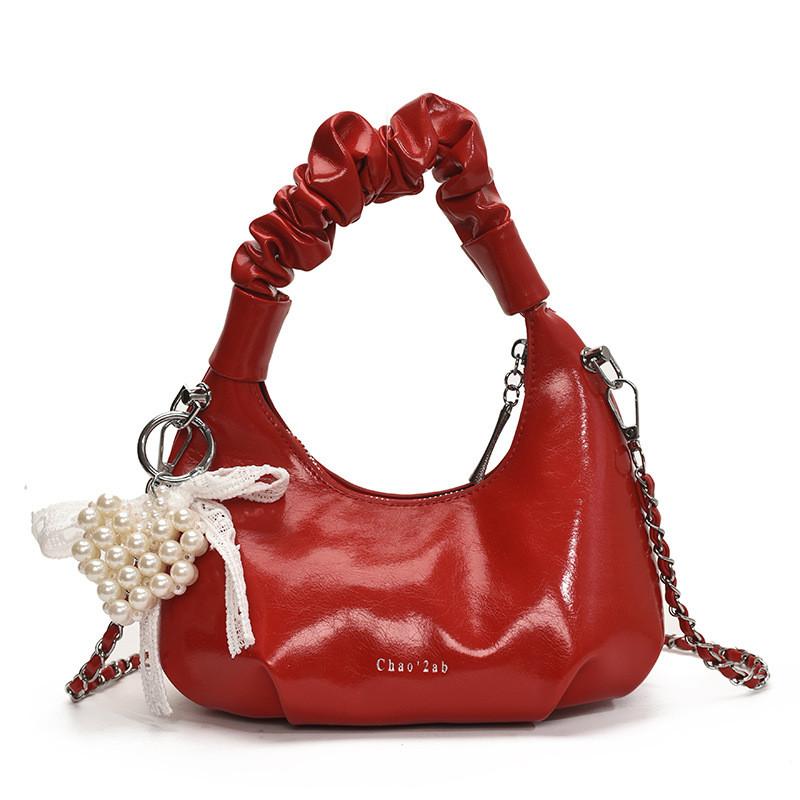 

Pu Chain Strap Crossbody Purse With Soft Structure For Casual Outings красный