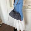 New trendy versatile drawstring pleated dumpling bag large capacity literary and leisure plaid shoulder messenger bag