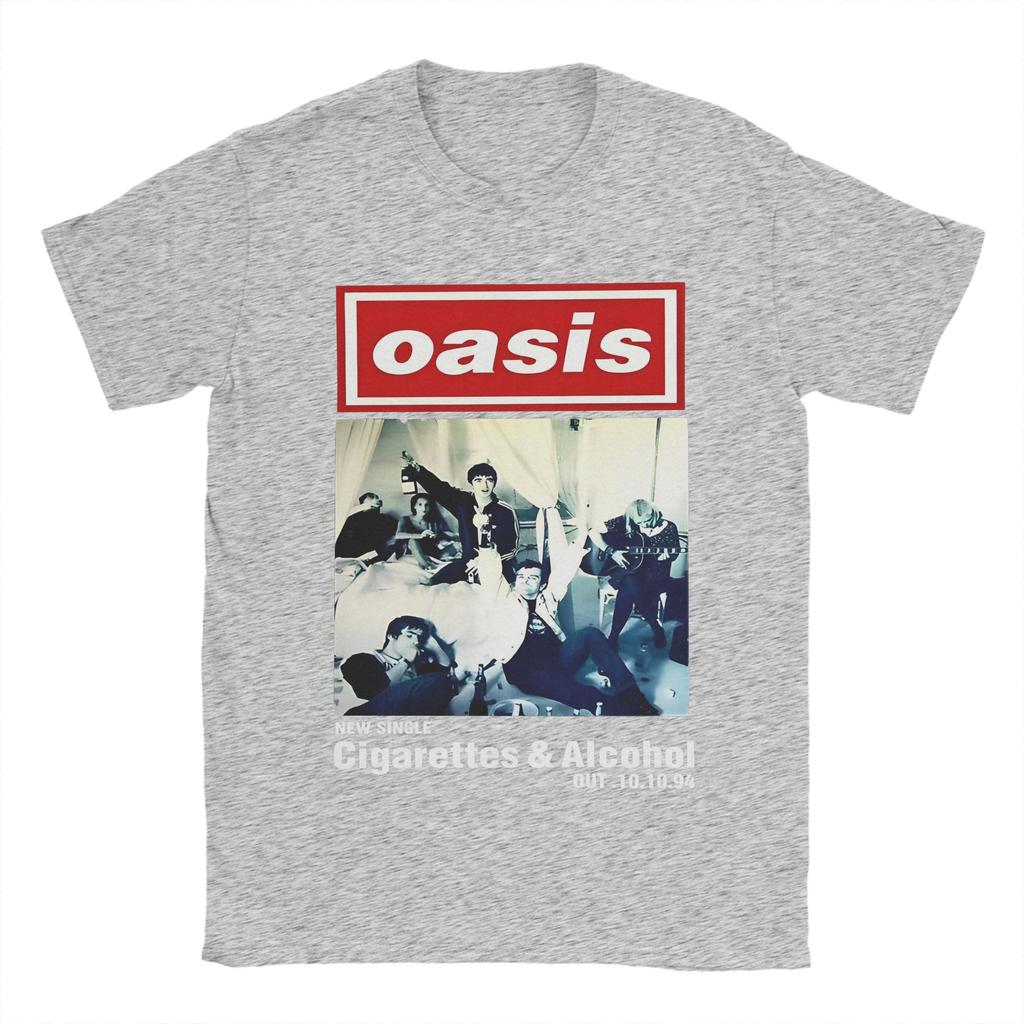 Casual Band Rock O-Oasis T-Shirt Men Crewneck Short Sleeve Clothes 100%Cotton Summer Clothing