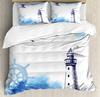 Nautical Anchor Ship Lighthouse Whale Art 3dílná sada povlečení pro manželskou postel Domácí textil Povlak na přikrývku Povlak na polštář Povlak na polštář