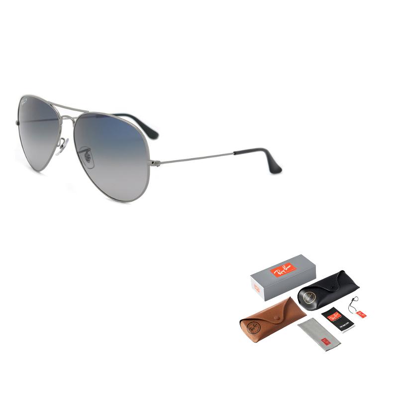 

Солнцезащитные очки для вождения RayBan с градиентной поляризацией 0RB3025 Оправа цвета оружейной стали Градиентные линзы сине-серого цвета Солнцезащитные очки-авиаторы Унисекс Модель для пары 62