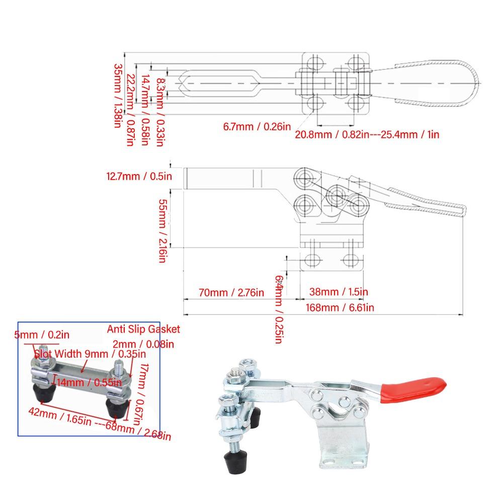 Double Head Design Horizontal Toggle Clamp Long U Bar Dual Head Clamp Welding Table