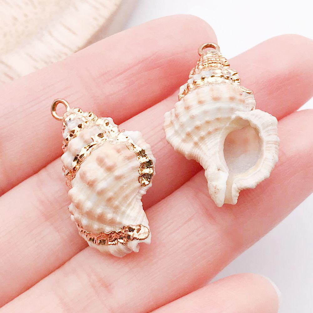White & Yellow Electroplated Ocean Shell Conch Pendant Charm for DIY Jewelry