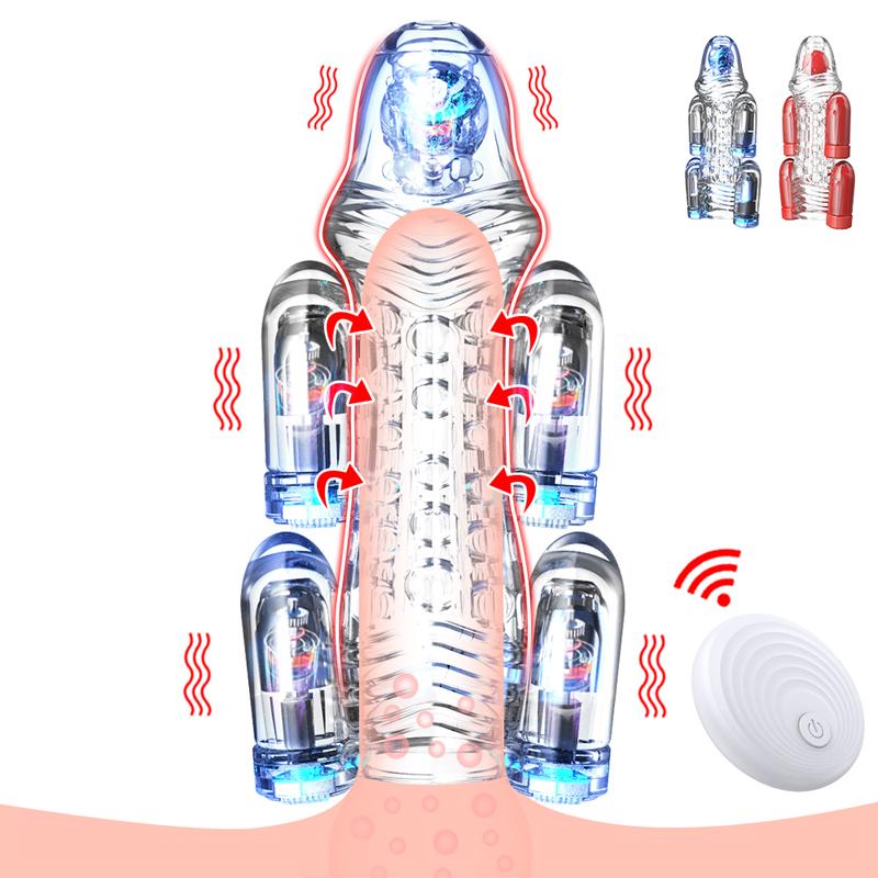Bezdrátové dálkové ovládání Glans Vibrator Penis Ring Ring Sleeve Enlargement For Men Opakovaně použitelný kondom