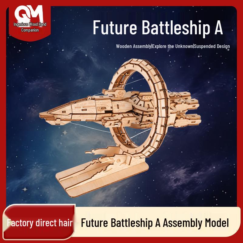 3D Wooden Sci-Fi Space Puzzle Toy - DIY Assembly Model