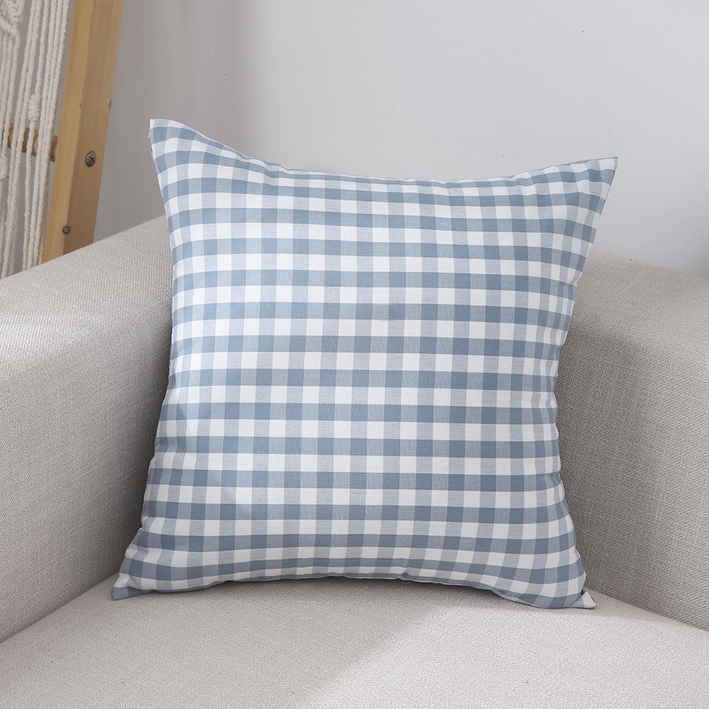 Blue Pillow Covers Plaid Home Decorative Sofa Cushion Cover 45x45cm 1PC