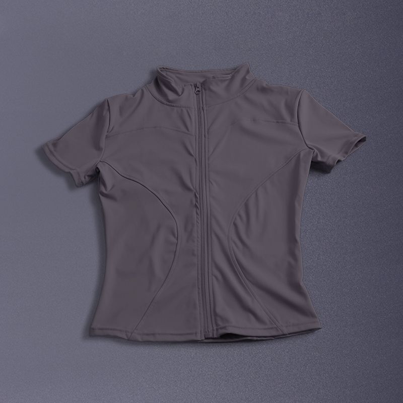 Dámské oblečení Léto Nový přírůstek Slim Fit Tričko Sportovní Krátký rukáv Bunda na zip Profesionální Běh Pilates Fitness Oblečení