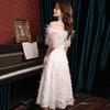 Small Evening Dress Dress Women's New White Temperament Bridesmaid Sisters Fairy Party Birthday Banquet Dress One-word Shoulder