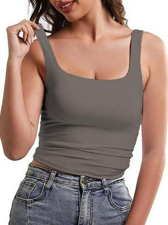 Women's Summer Square Neck Sleeveless Tank Top - Stylish Design