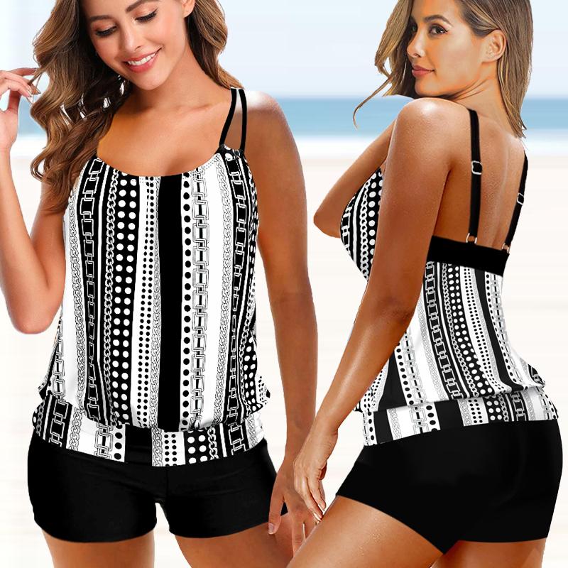Women Beachwear Swim Tankini Monokini Swimwear Bathing Suit Two Pieces Swimsuits Plus Size Printed Tankinis