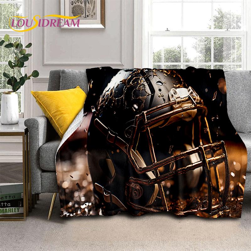 2025 Rugbyfeld Rugby American Football Cartoon Weiche Decke, Weiche Überwurfdecke für Zuhause Schlafzimmer Bett Sofa Reiseabdeckung Kind