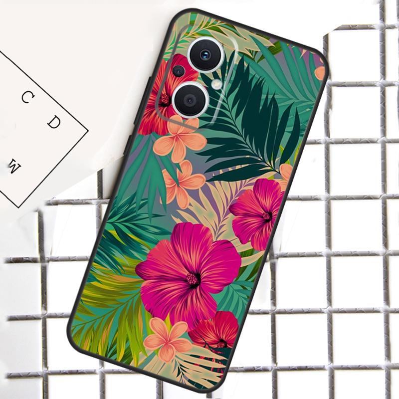 Tropical Aloha Hibiscus Pattern For OPPO Reno 8 7 Lite 8T 10 11 12 13 14 Pro 11F 12F 13F 14F OPPO Find X9 X8 X5 X6 Pro Case