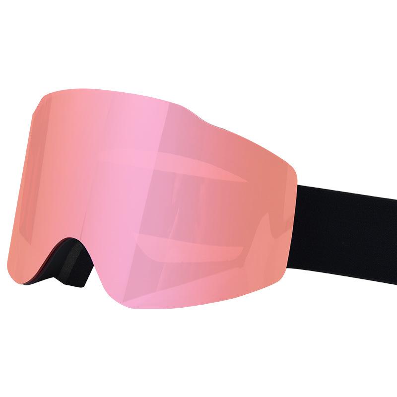 Magnetic Ski Goggles with Double-Layer Anti-Fog Large-Field-of-View Cylindrical Lens, Color-Changing Windproof Goggles for Mountaineering#7075