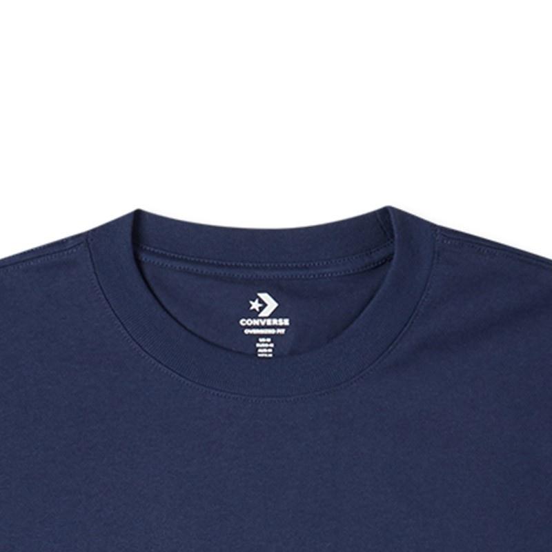 Converse Contrasting Colors Cashew Loose Round Neck Short Sleeve Couple Style Blue Men's 10023154-A03