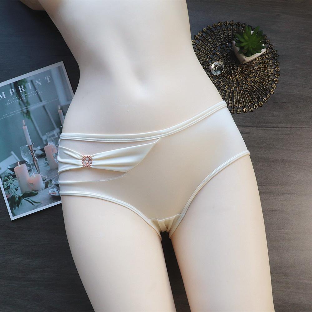 Women's Satin Sexy Mesh Low Waist Breathable Comfortable Antibacterial Briefs Underwear