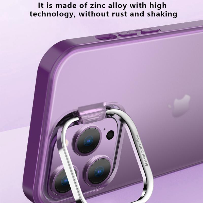 

X-LEVEL For iPhone 15 Pro PC+TPU Phone Case Camera Frame Kickstand Matte Back Cover Purple