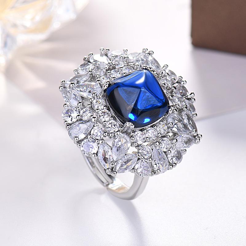 Jewelry Imitation Color Treasure Emerald Gemstone Sugar Tower Full Diamond Inlaid Ring Main 10 * 10