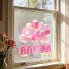 Muttertag Fensteraufkleber Wasserdicht Rosa Herzen Ballons Dekorativer Aufkleber Statische Glasaufkleber für Zuhause Büro Geschäft Glastür Fenster