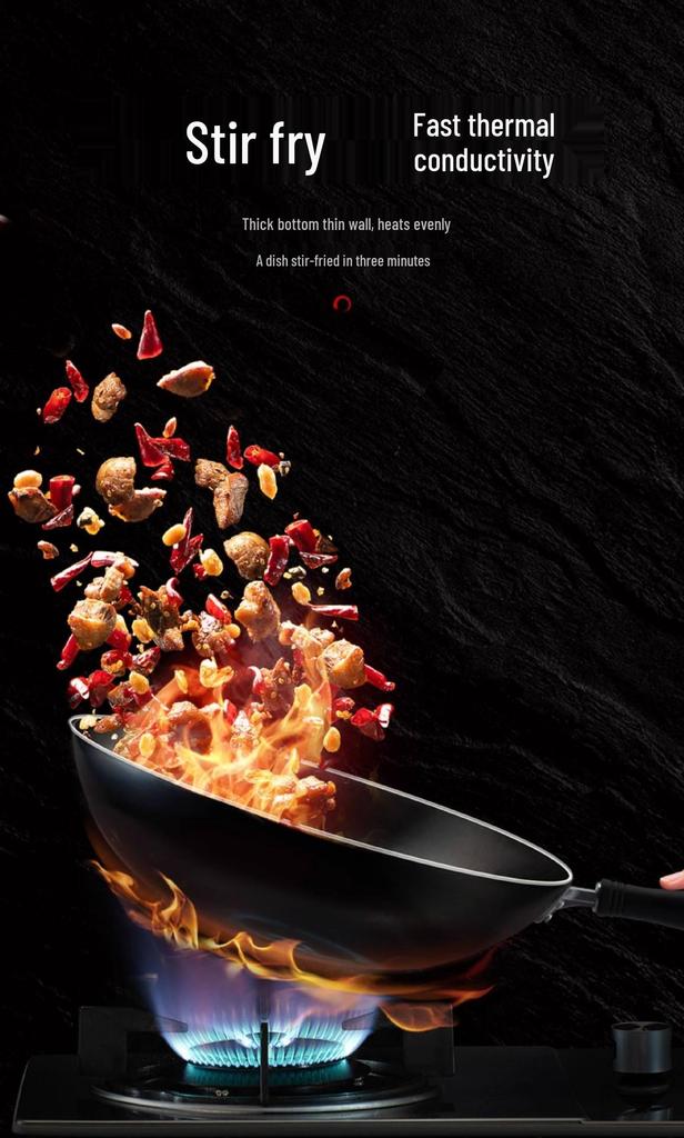 Supor Large Enamel Iron Stir-Fry Wok for High-Heat Cooking