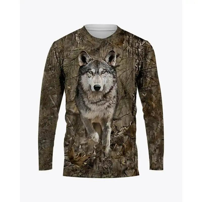 Camouflage Wild Hunting Animal Graphic T-Shirts 3D-gedrucktes Streetwear-T-Shirt für Herren und Damen, O-Ausschnitt, langärmeliges T-Shirt