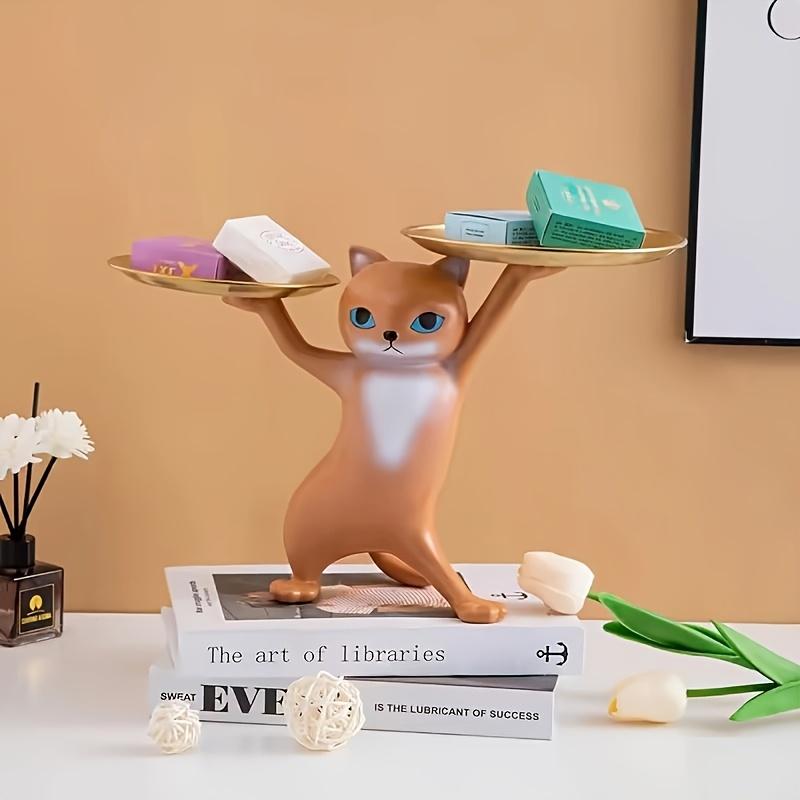 New Creative Sand Sculpture Cute Cat Entrance Key Holder Tray Premium Resin Decorative Home Organizer for Desktop - Ideal Gift