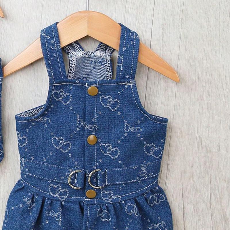 Navy Blue Spring/Summer Cute Ladylike Heart & Paw Print Pattern Summer New Light and Breathable Retractable Pet Dog Dress, in Europe and America