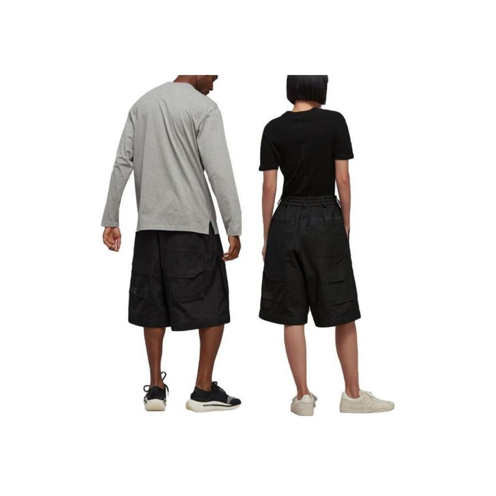 Y-3 Solid Color Loose Fit Straight Leg Shorts Unisex shorts Black H63075