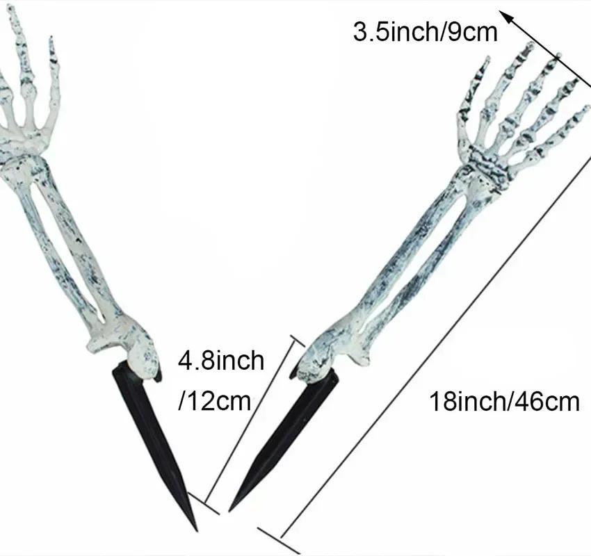 Halloween Skeleton Hands Stakes for Yard Plastic Realistic Zombie Ghost Scary Arm Stake for Outdoor Lawn Props Party Decorations