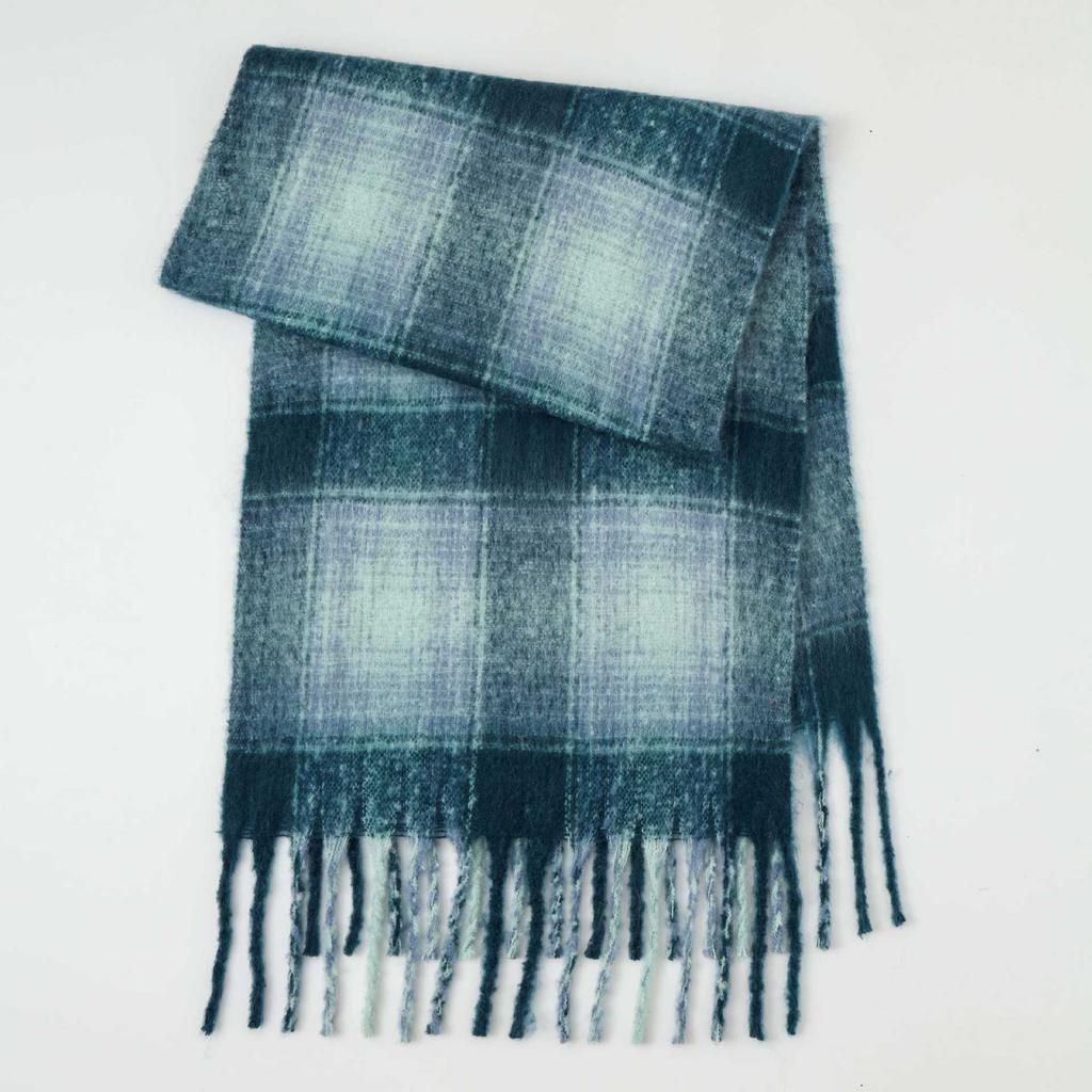Winter Mohair Plaid Fringed Scarf Women's Thickened Warm High-end Scarf Simple Versatile Fashion Scarf