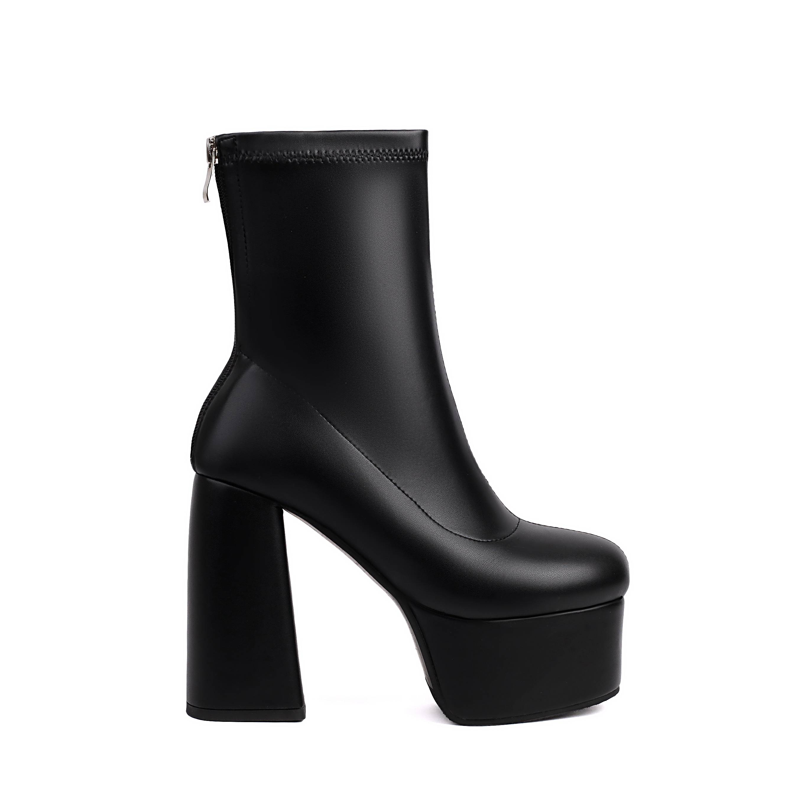 

Krazing Pot ПУ Осінньо-зимове взуття на супер високих підборах, розмір 48, супер-розмір, водонепроникні черевики, круглі носки, що зберігають тепло, блискавка, розмір 47, ботильйони 44 чорний