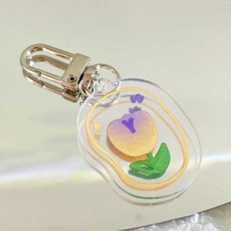 1pcs Tulip Hanging Keychain INS Korean Flower Keychain Spring Tulip Earphone Hanging Student Keychain Pendant