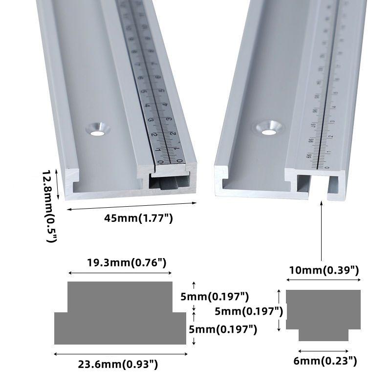 T-Track with Scale for Woodworking - Double Cut Profile Universal with Predrilled Mounting Holes Aluminum T-Slot - Router Track