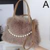 New Handbag Plush Bag Women's Bag Large Capacity Shoulder Bag Pearl Chain