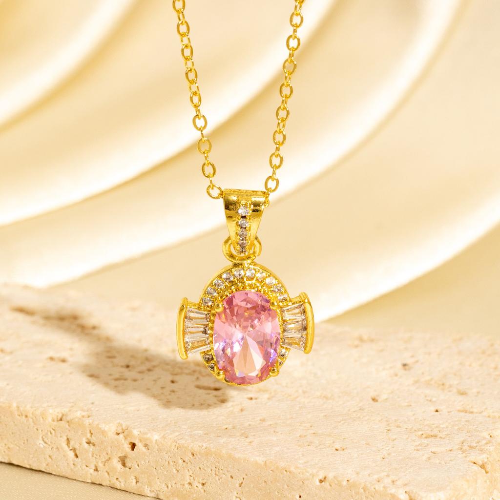New Geometric Square Zircon Emerald Necklace Women Luxury Rhombus Pendant Elegant Long Sweater Chain Jewelry
