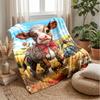 Mechanical Calf In Farm Theme Blanket Lightweight Warm Flannel Blanket Decorative Throw Blanket for Home Decoration