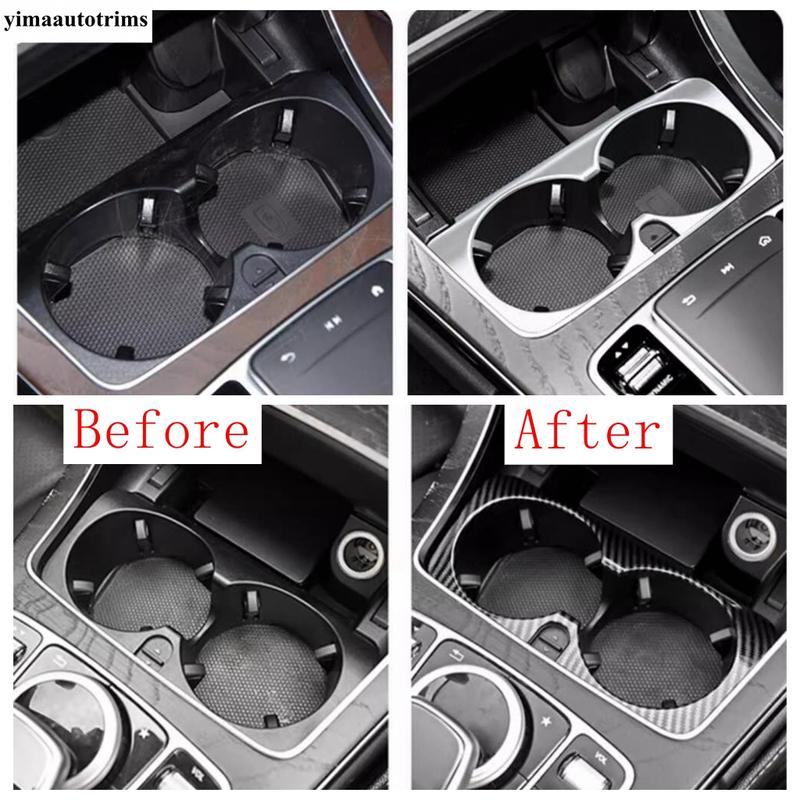 ABS Front Water Cup Holder Decoration Cover Trim Accessories For Mercedes Benz C CLASS W205 C200 C260 GLC X253 E CLASS W213 E300