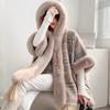Womens Winter Knitted Cape Shawl With Fringe Batwing Sleeve Faux Fur Collar Plus Size Warm Oversized Cardigan
