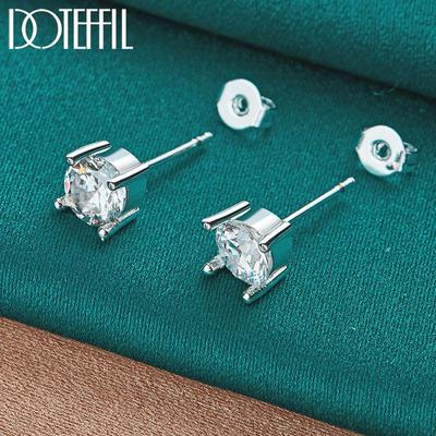 Orecchini rotondi romantici AAA Zircone Argento Regalo Gioielli di moda