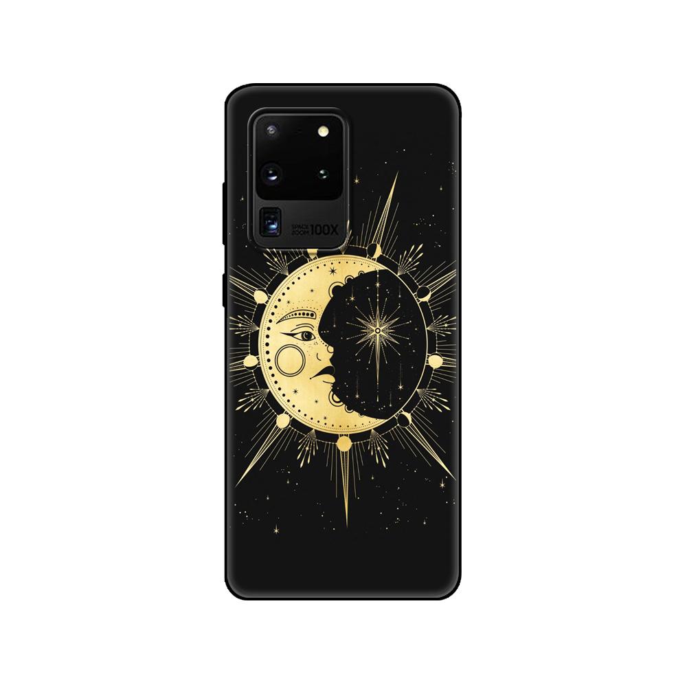 Black Tpu Case For Samsung Galaxy S20 /S20 PLUS/S20 ultra/S20+ /S20FE Back Cover  Sun and Moon