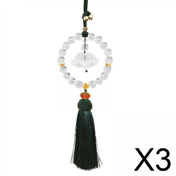 Glass Lotus Rear View Mirror Hanging Car Charm Pendant Decorative Accessories for Car Home Bedroom Office Blessing