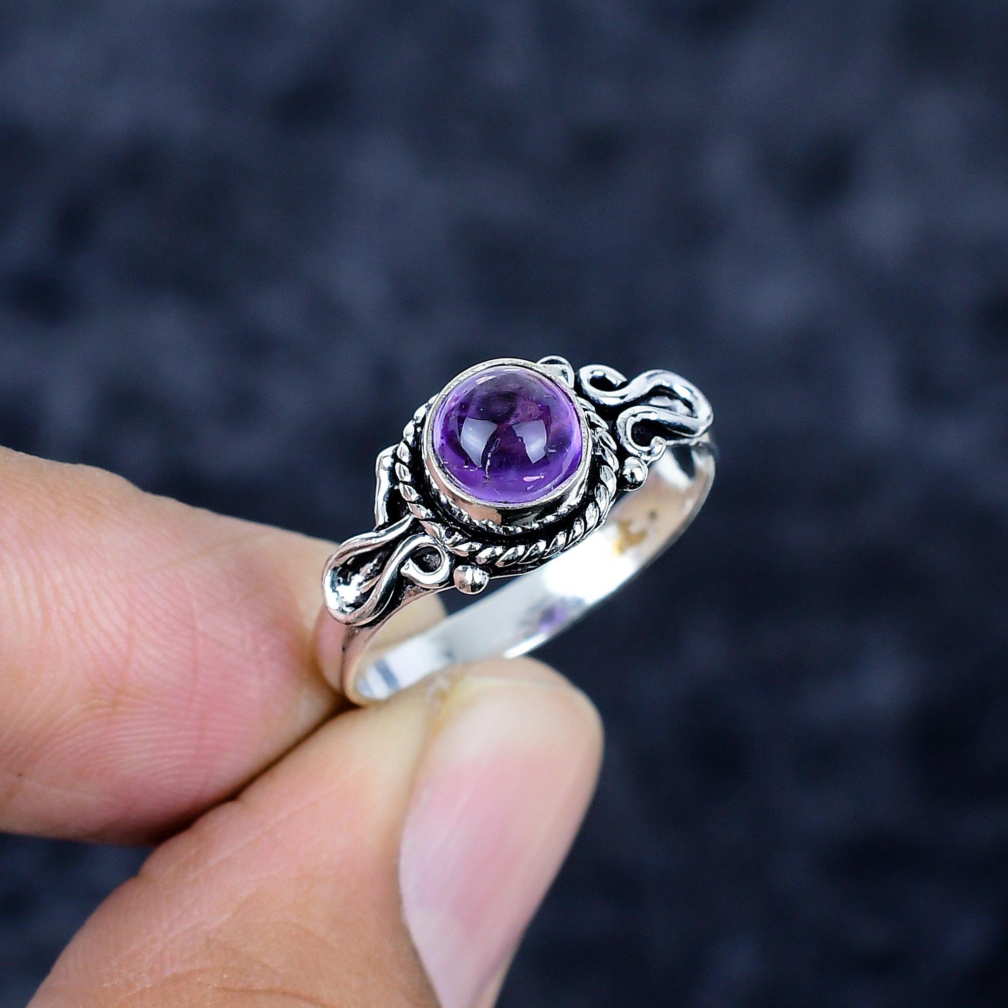 

Sage Amethyst Gemstone Handmade 925 Sterling Silver Jewelry Ring Size 9 MM-3445