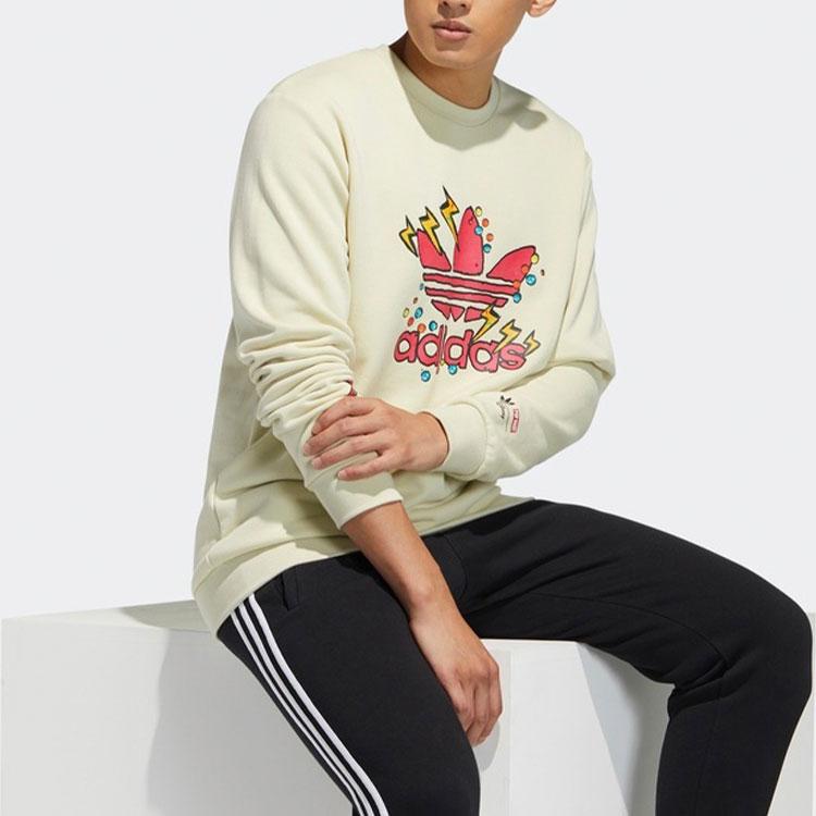adidas Originals Trefoil Fangtastic Series Disney Mickey Print Crew Neck Sweatshirt Men Tops Sandstorm H09183