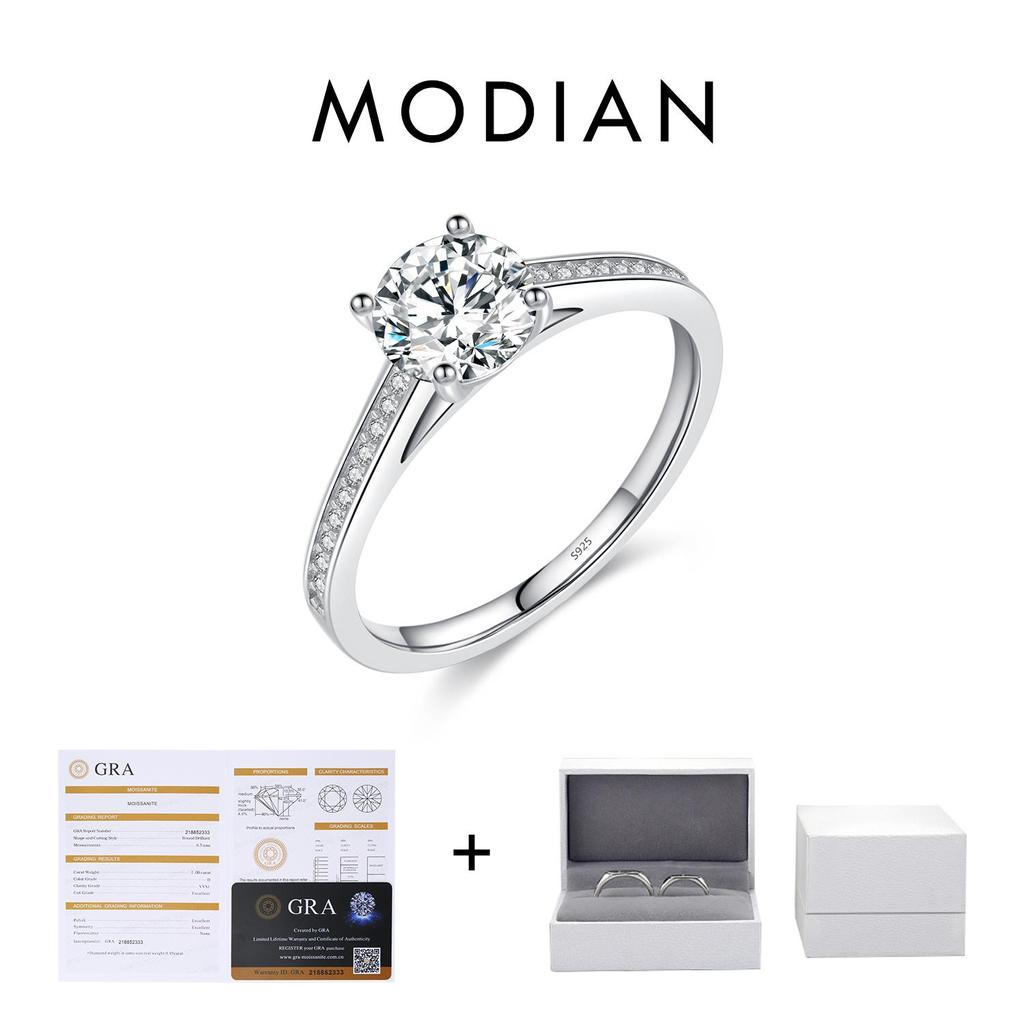 Modian D Kleur Lab Diamant 1ct Moissanite Ring Voor Vrouwen 925 Sterling Zilver Klassieke Bruiloft Verlovingsband Sieraden Geschenken