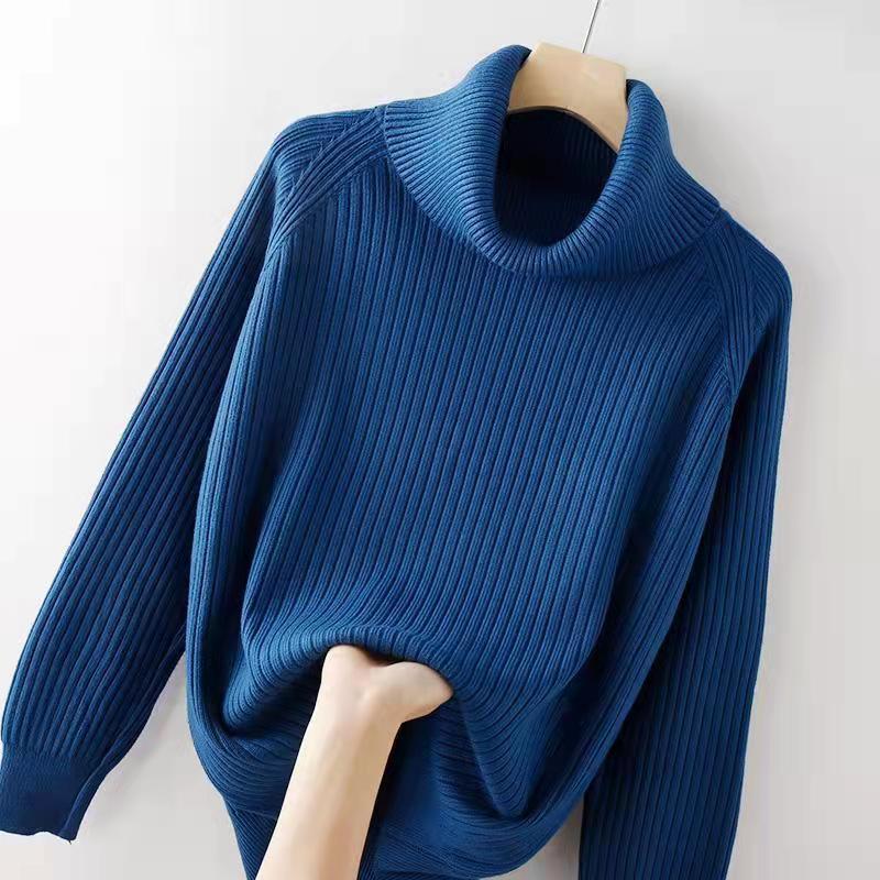 Women's Turtleneck Sweater Fall Winter High Stretch Plus Size Knit Sweater Thick Pullover Knit Bottoming Shirt Knitwear Jumper