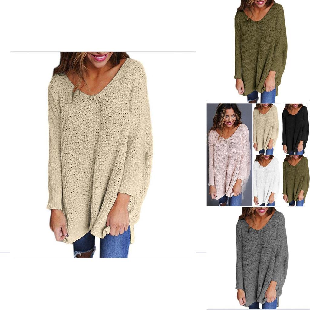 Fashionable And Comfortable Womens V Neck Knitted Pullover Sweater With Long Sleeves