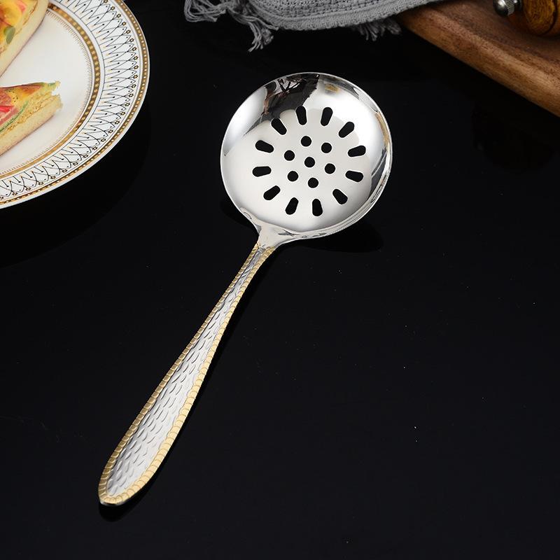 Stainless Steel Spatula Hot Pot Spoon and Kitchenware Set Cooking Spoon Spatula Frying Spoon Titanium-gold Plated Kitchenware