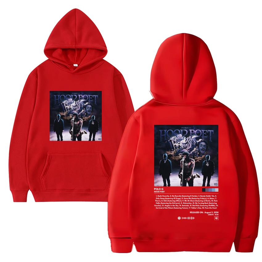 Hot Rapper Polo G Hood Poet Album Graphic Hoodie 2024 Men Women Hip Hop Vintage Streetwear Unisex Fleece Long Sleeve Pullovers