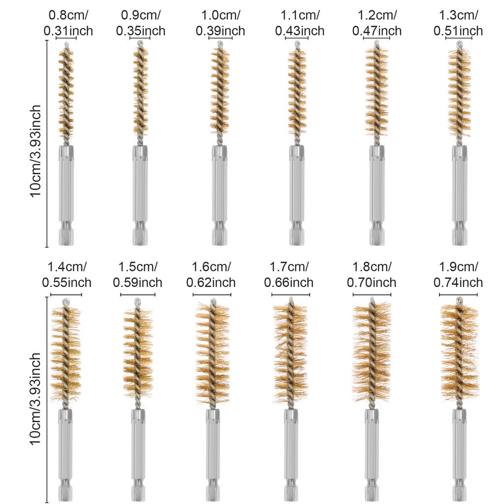 Copper Pipe Tubes Cleaner with Twisted Wire Cleaning Brush for Drill Pipe Cleaners Plumbing Stainless-Steel Wire Bristles